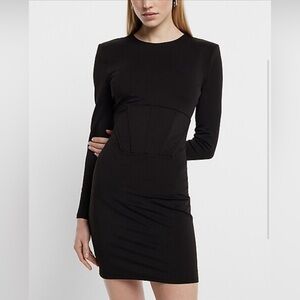 NWT Express Body Contour Crew Neck Padded Shoulder Corset Mini Dress